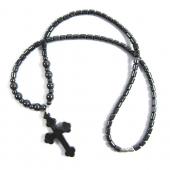 18inch Hematite Cross Pendant Stone Strands Necklace